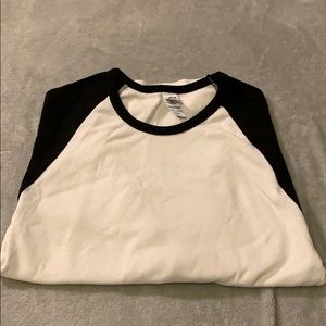 black and white baseball tee